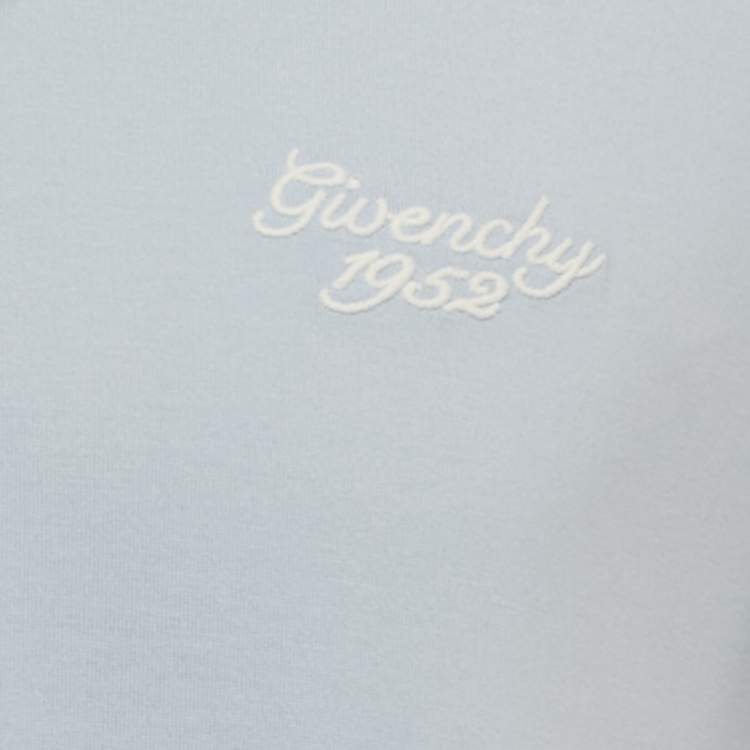 Pre Owned Givenchy Blue Embroidered Jersey Crew Neck T-Shirt M