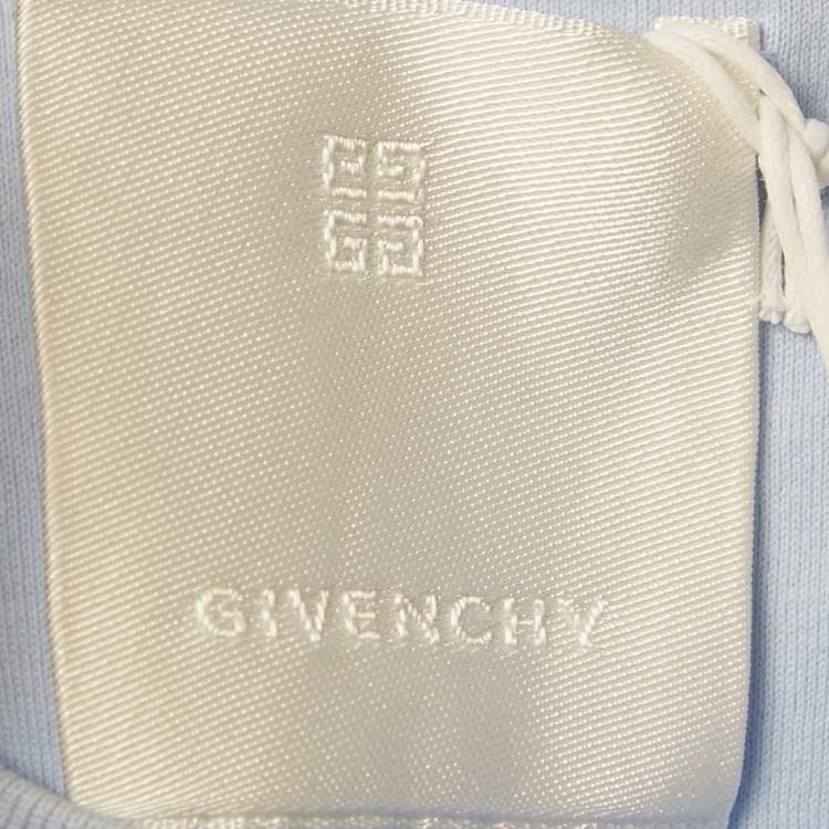 Pre Owned Givenchy Blue Embroidered Jersey Crew Neck T-Shirt M