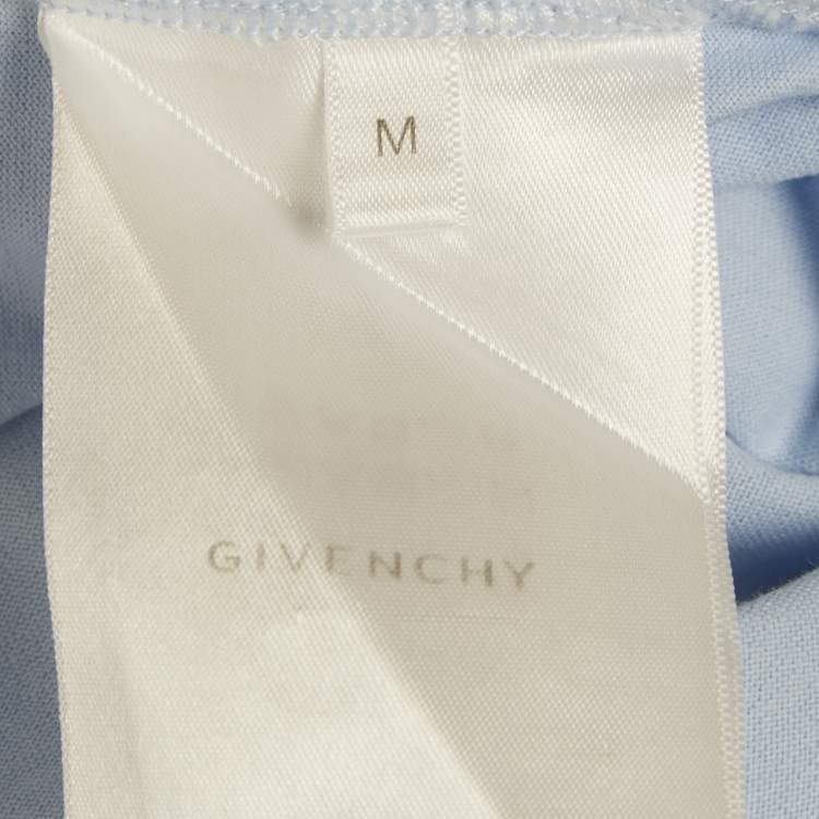 Pre Owned Givenchy Blue Embroidered Jersey Crew Neck T-Shirt M