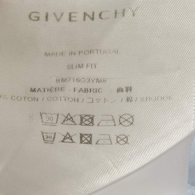 Pre Owned Givenchy Blue Embroidered Jersey Crew Neck T-Shirt M