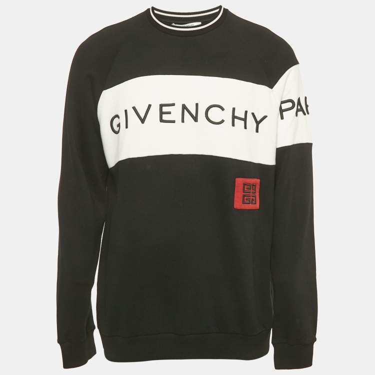 Pre Owned Givenchy Black Logo Embroidery Cotton Sweatshirt L