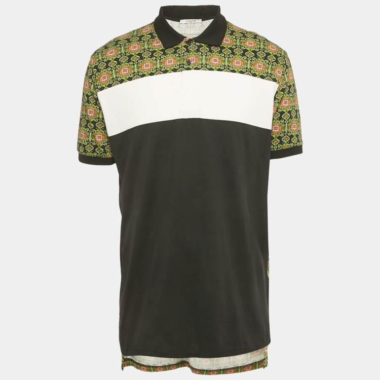 Pre Owned Givenchy Black Persian Rug Print Cotton Polo T-Shirt S