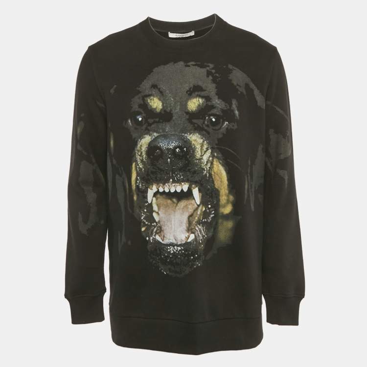 Pre Owned Givenchy Black Rottweiler Print Cotton Long Sleeve Sweatshirt M