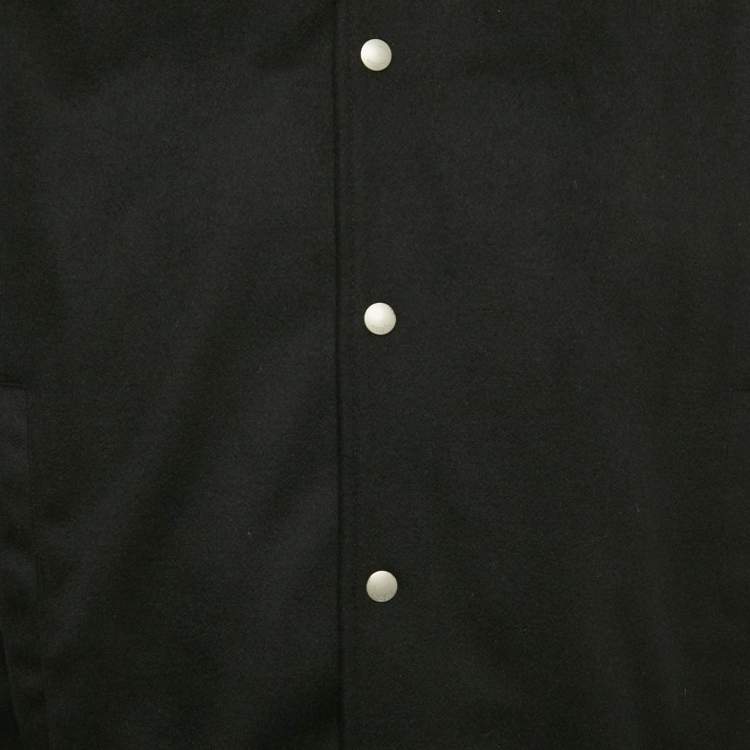 Pre Owned Givenchy Black /Teal Wool &Leather Logo Detail Bomber Jacket XL
