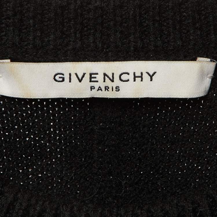 Pre Owned Givenchy Black Logo Intarsia Wool Knit Sweater S 
