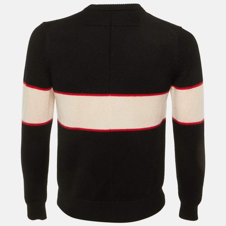 Pre Owned Givenchy Black Logo Intarsia Wool Knit Sweater S 