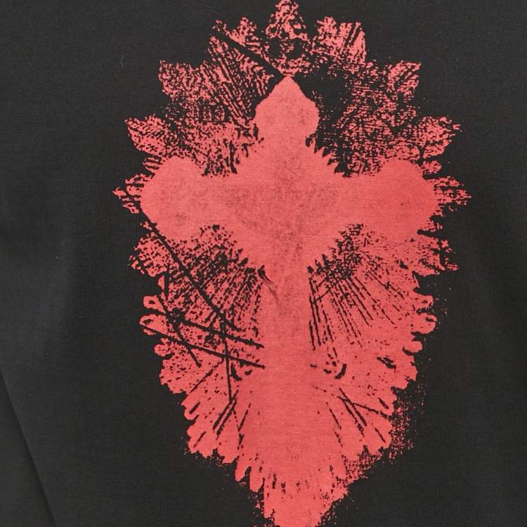Pre Owned Givenchy Black Cross Print Jersey Crewneck T-Shirt S