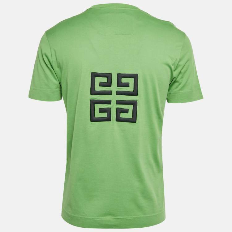 Pre Owned Givenchy Green Logo Embroidered Jersey Slim Fit T-Shirt M
