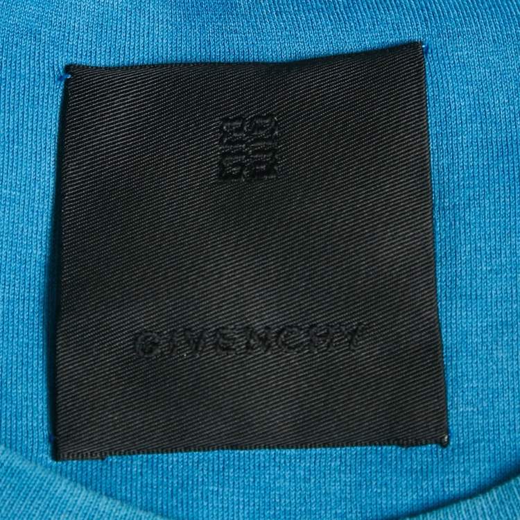 Pre Owned Givenchy x Josh Smith Blue Applique Jersey Slim Fit T-Shirt M
