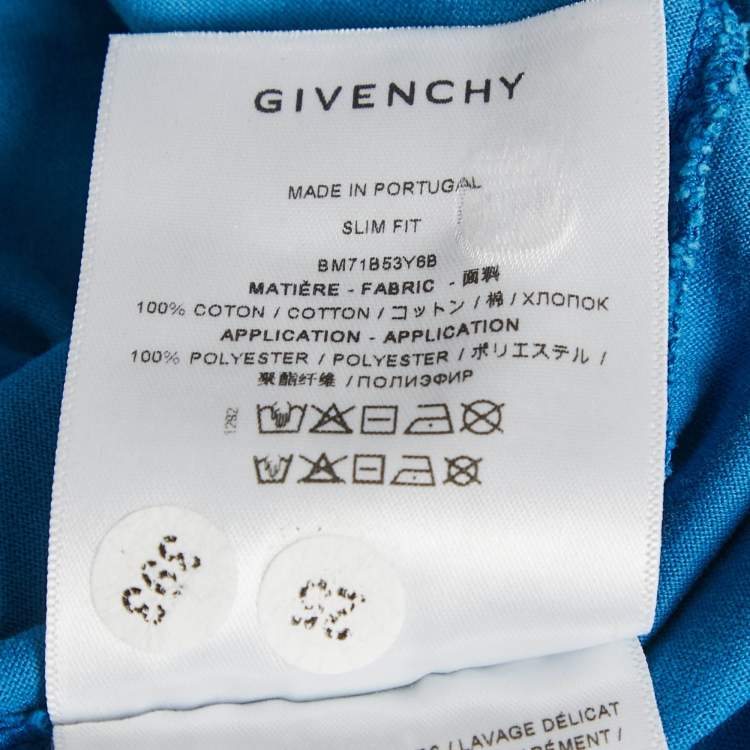 Pre Owned Givenchy x Josh Smith Blue Applique Jersey Slim Fit T-Shirt M