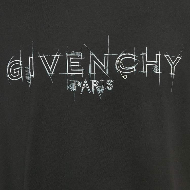 Pre Owned Givenchy Black Logo Print Jersey Loose Fit T-Shirt S