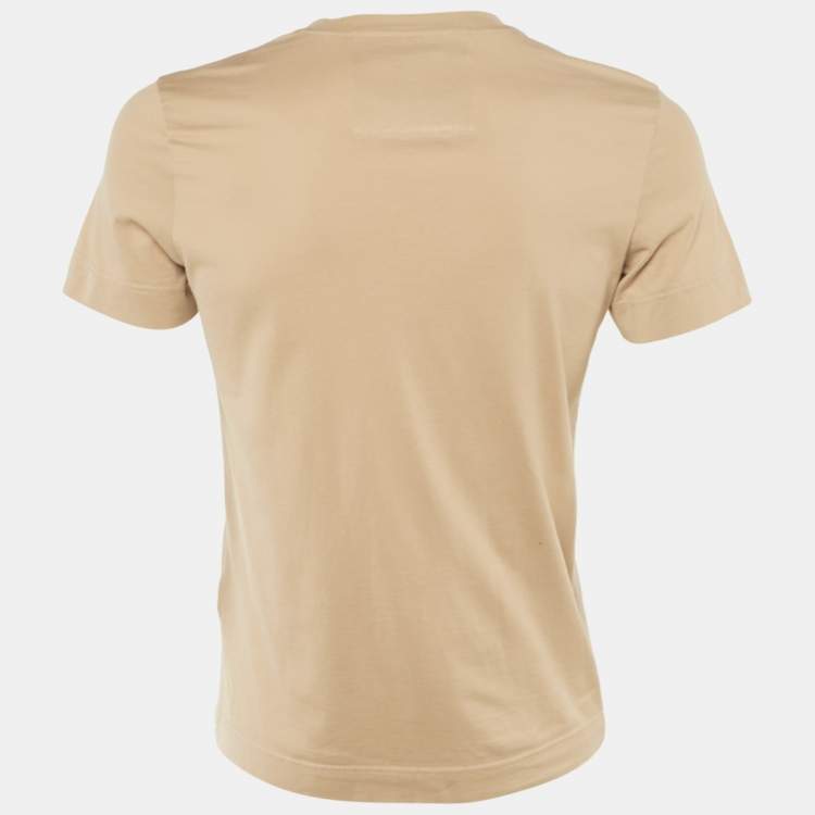 Pre Owned Givenchy Beige Embroidered Jersey Crew Neck T-Shirt XS
