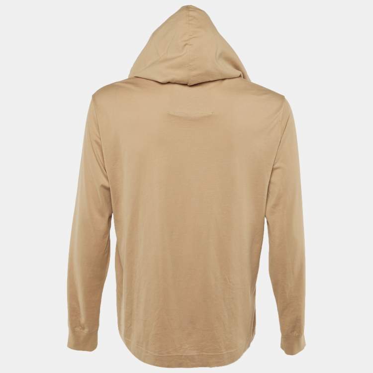Pre Owned Givenchy Beige Logo Print Cotton Hoodie S 