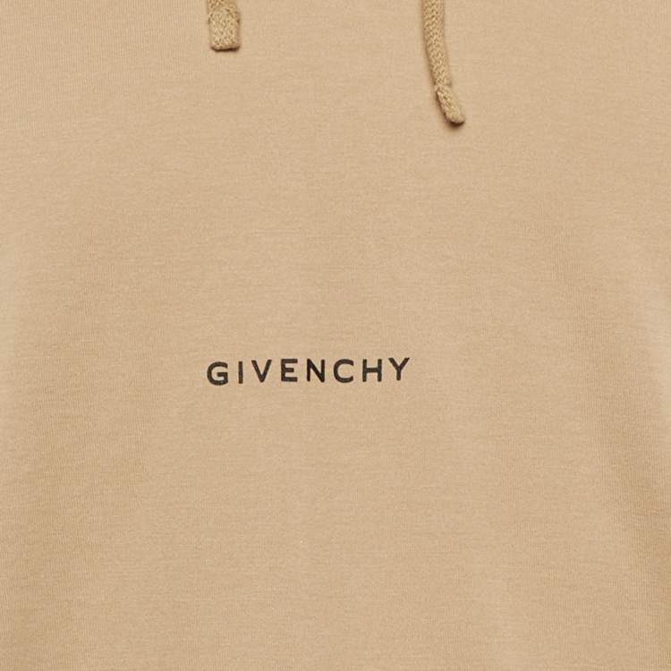 Pre Owned Givenchy Beige Logo Print Cotton Hoodie S 