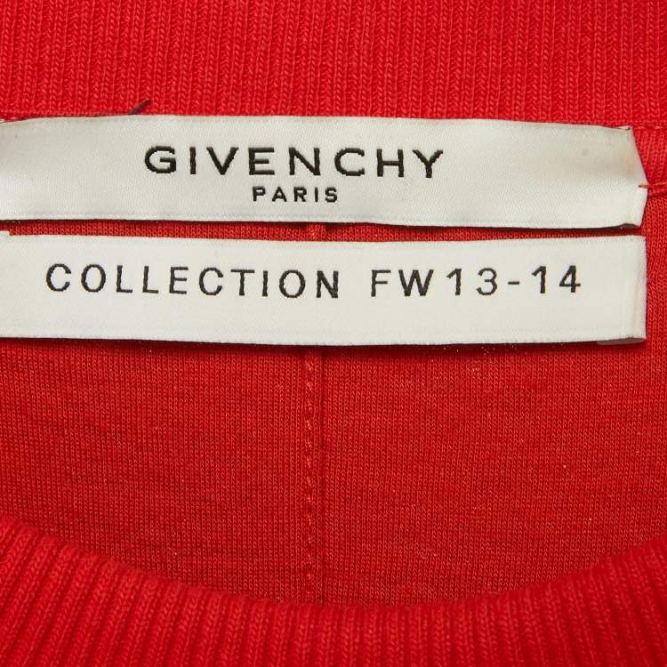 Pre Owned Givenchy Red Bambi Print Neoprene Crewneck Sweatshirt XS