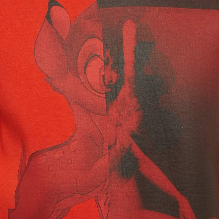 Pre Owned Givenchy Red Bambi Print Neoprene Crewneck Sweatshirt XS