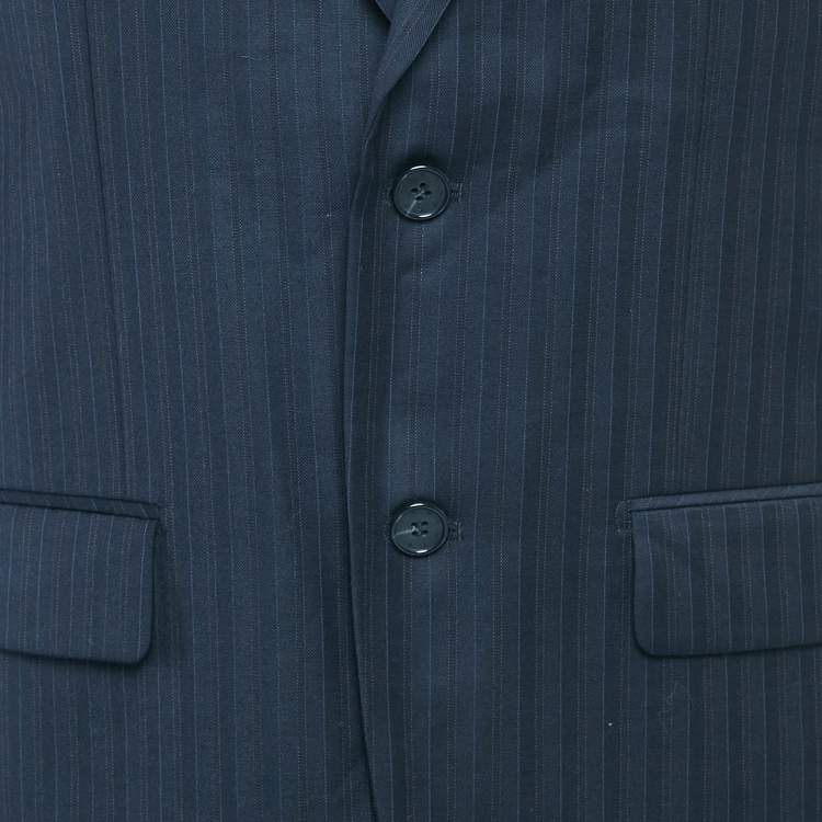 Pre Owned Givenchy Vintage Navy Blue Pinstripe Regular Fit Blazer M