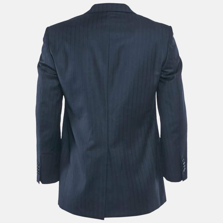 Pre Owned Givenchy Vintage Navy Blue Pinstripe Regular Fit Blazer M
