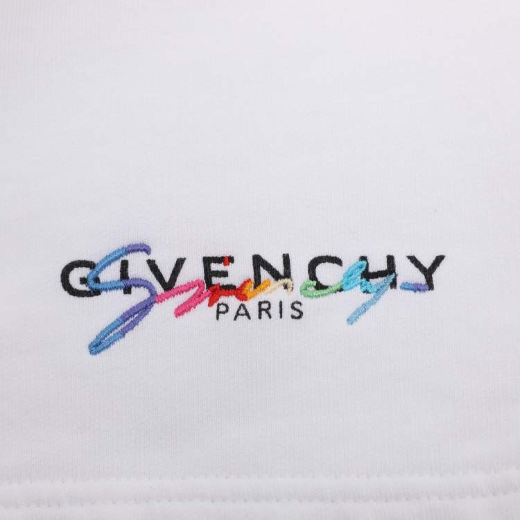 Pre Owned Givenchy White Cotton Logo Embroidered Short XS