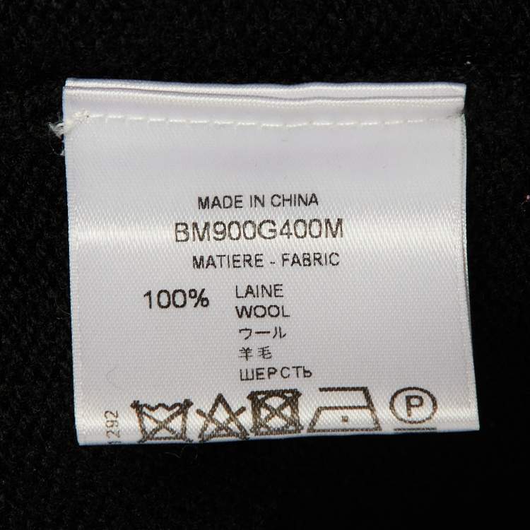 Pre Owned Givenchy Black Logo Intarsia Wool Crew Neck Sweater XS