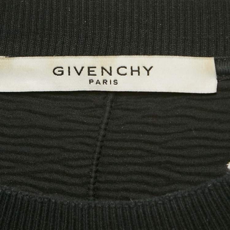 مملوكة مسبقًا Givenchy Black Logo Printed Cotton Distressed Sweatshirt M