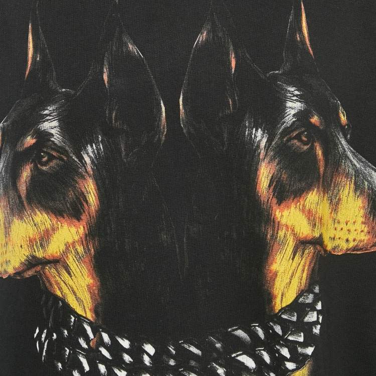 Pre Owned Givenchy Black Doberman Print Cotton Crewneck Sweatshirt M