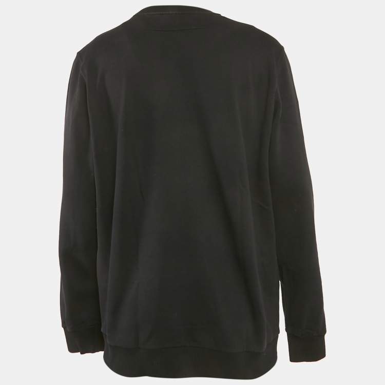 Pre Owned Givenchy Black Doberman Print Cotton Crewneck Sweatshirt M