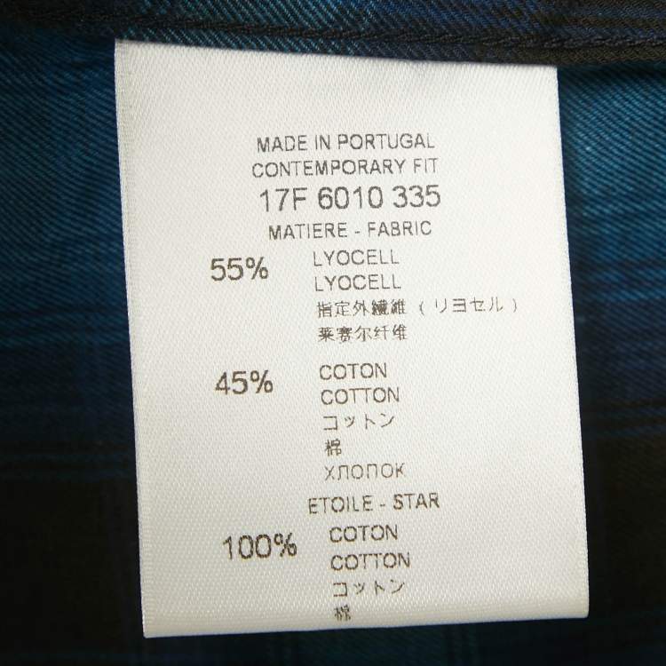 Pre Owned Givenchy Blue Plaided Star Embroidered Cotton utton Front Shirt XL