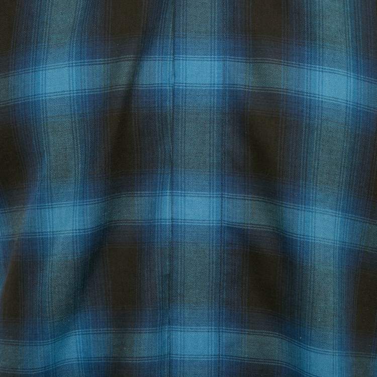 Pre Owned Givenchy Blue Plaided Star Embroidered Cotton utton Front Shirt XL