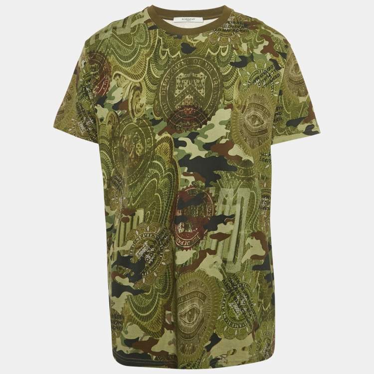 Pre Owned Givenchy Green Camouflage Print Jersey T-Shirt S