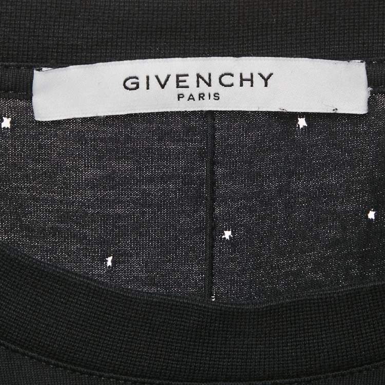 Pre Owned Givenchy Black Logo Print Jersey Distressed T-Shirt M