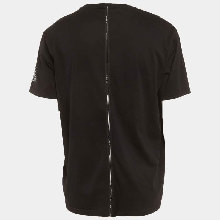 Pre Owned Givenchy Black Jersey Tape Details T-Shirt L