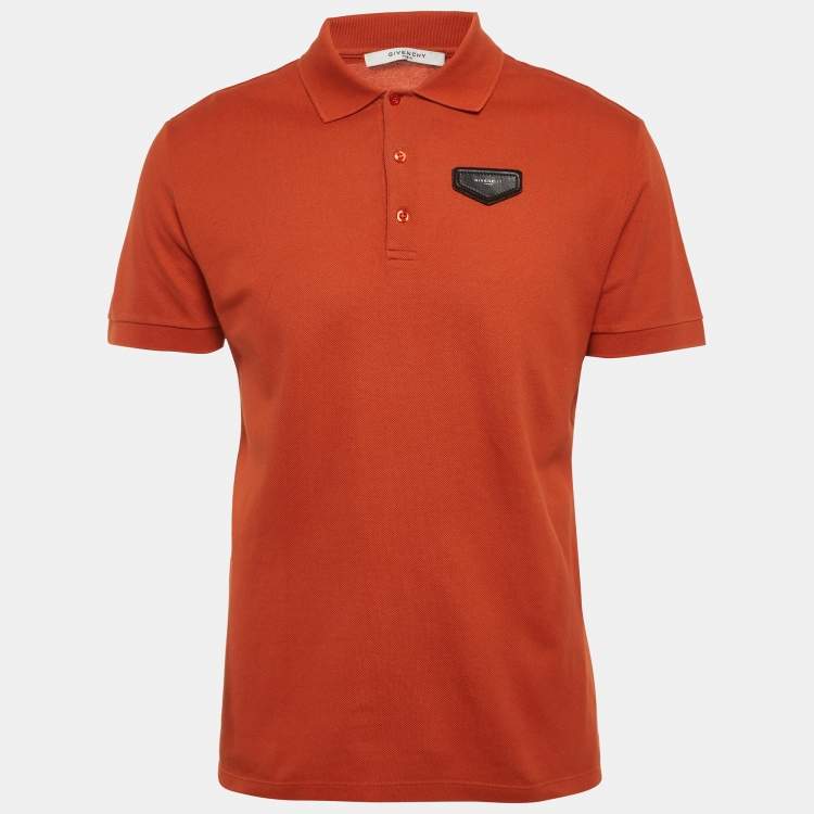 Pre Owned Givenchy Brown Logo Patch Pique Polo T-Shirt L
