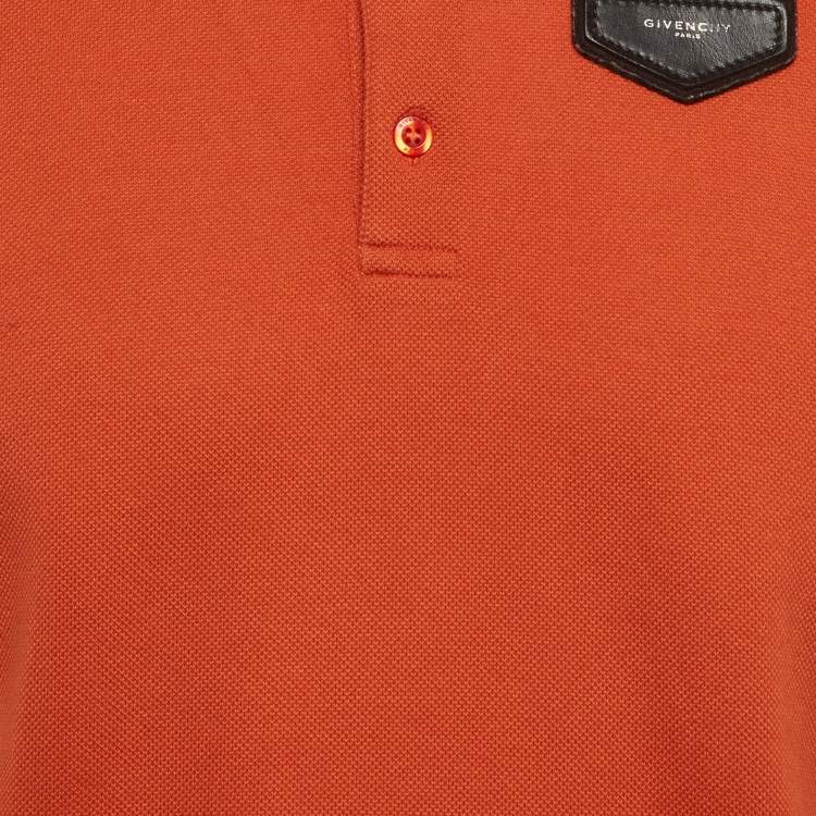 Pre Owned Givenchy Brown Logo Patch Pique Polo T-Shirt L