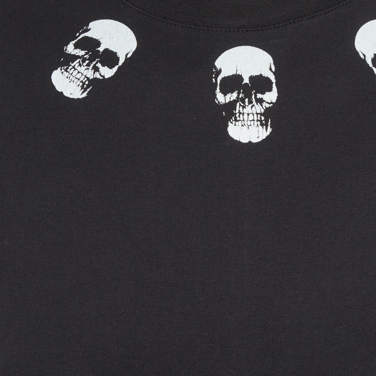 Pre Owned Givenchy Black Skull Print Jersey Crew Neck T-Shirt L