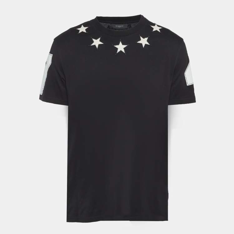Pre Owned Givenchy Black Jersey Star Motif Embroidered T-Shirt XL