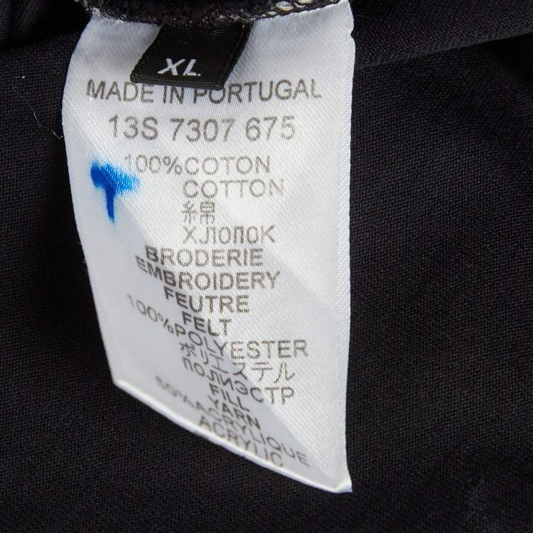 Pre Owned Givenchy Black Jersey Star Motif Embroidered T-Shirt XL