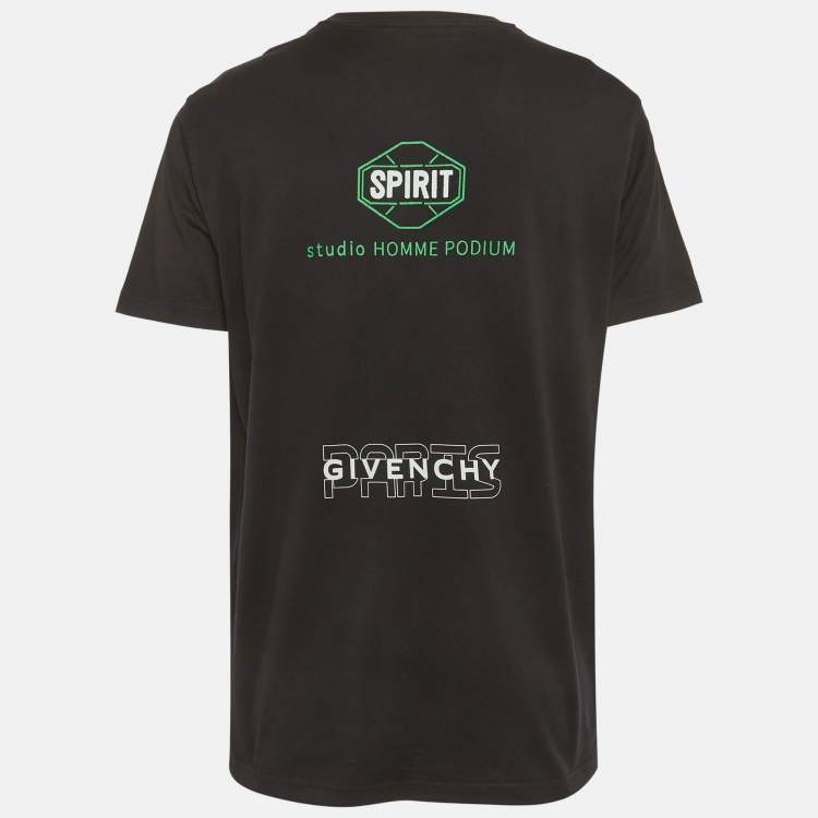 Pre Owned Givenchy Black Print Cotton Half Sleeve T-Shirt M