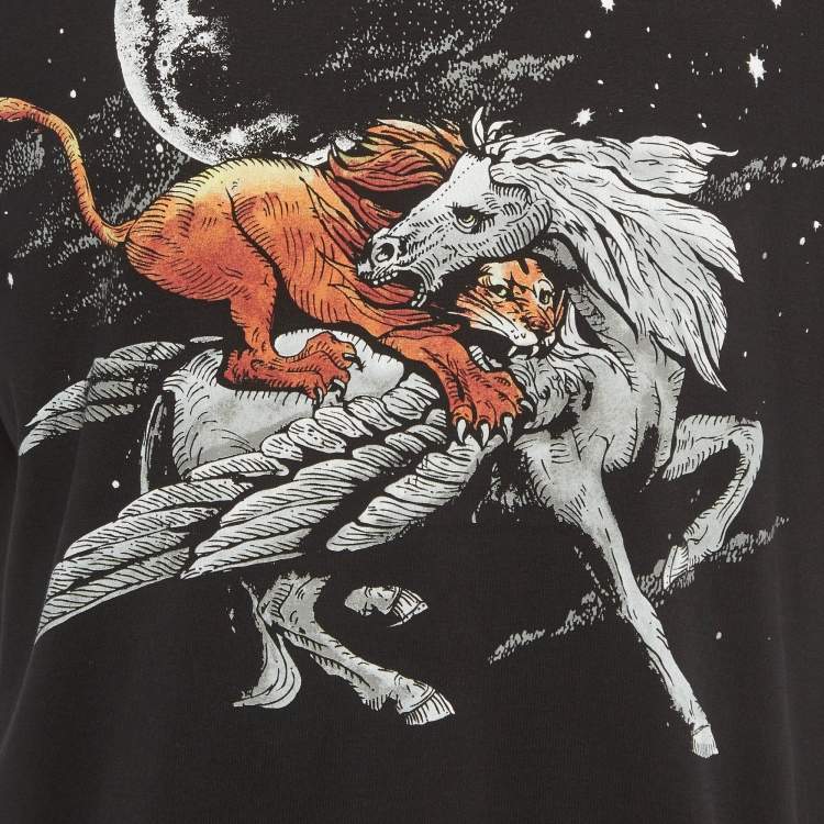 Pre Owned Givenchy Black Print Cotton Half Sleeve T-Shirt M