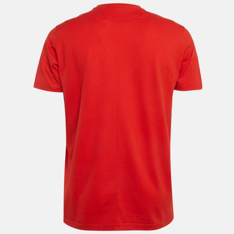 Pre Owned Givenchy Red Rottweiler Print Cotton T-Shirt XS