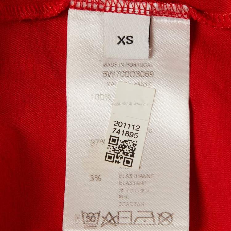 Pre Owned Givenchy Red Rottweiler Print Cotton T-Shirt XS