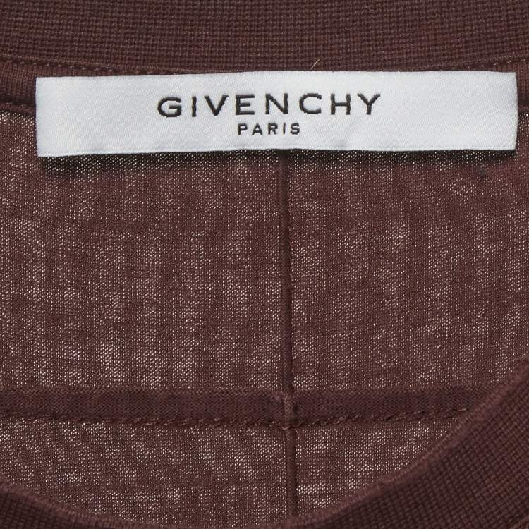 Pre Owned Givenchy Burgundy Printed Jersey Distressed T-Shirt M