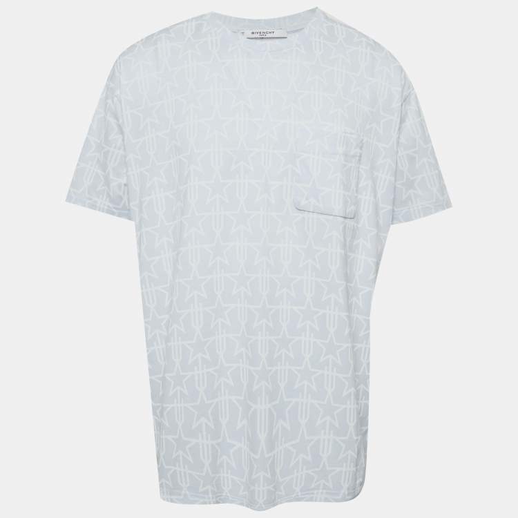Pre Owned Givenchy Blue Star Print Jersey Crewneck T-Shirt L