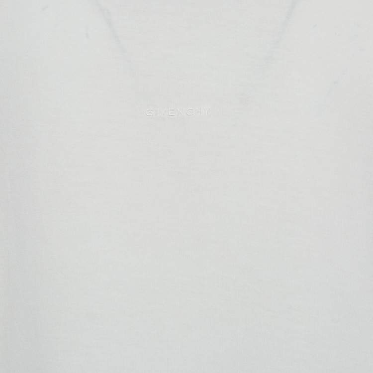 Pre Owned Givenchy White Logo Embroidered Jersey T-Shirt M