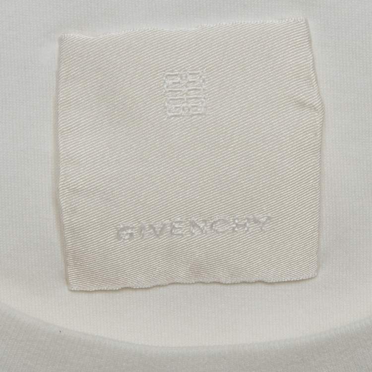 Pre Owned Givenchy White Logo Embroidered Jersey T-Shirt M