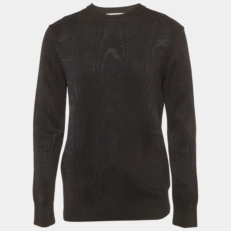 Pre Owned Givenchy Black Jacquard Knit Crewneck Sweatshirt M