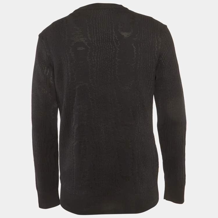 Pre Owned Givenchy Black Jacquard Knit Crewneck Sweatshirt M