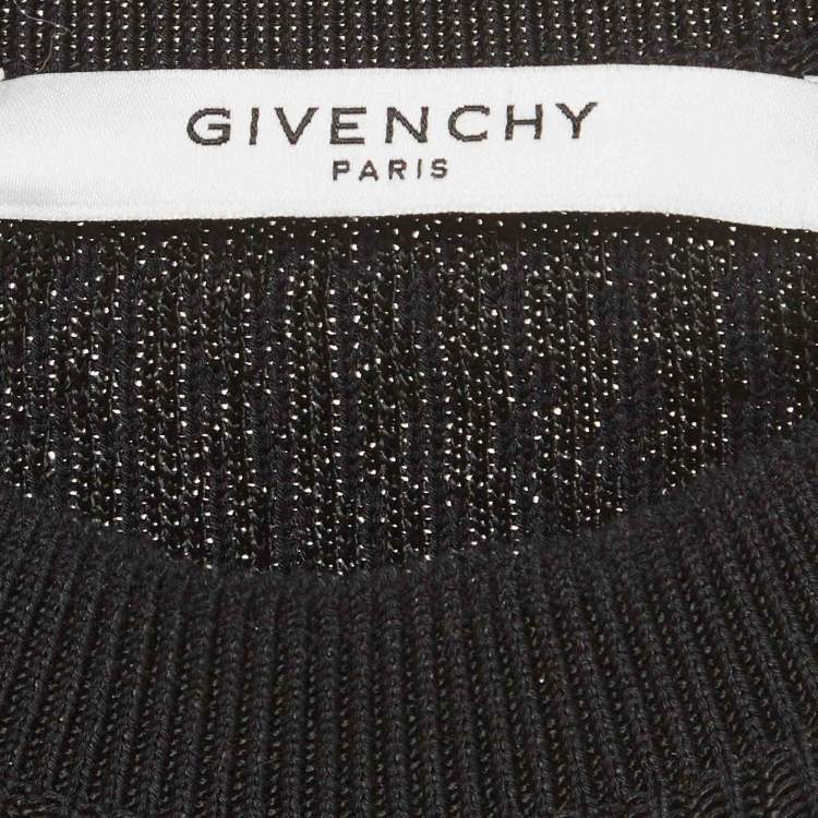Pre Owned Givenchy Black Jacquard Knit Crewneck Sweatshirt M