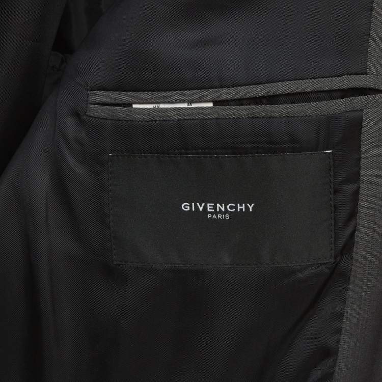 Pre Owned Givenchy Grey Wool Single Breasted Blazer and Pant Suit 4XL