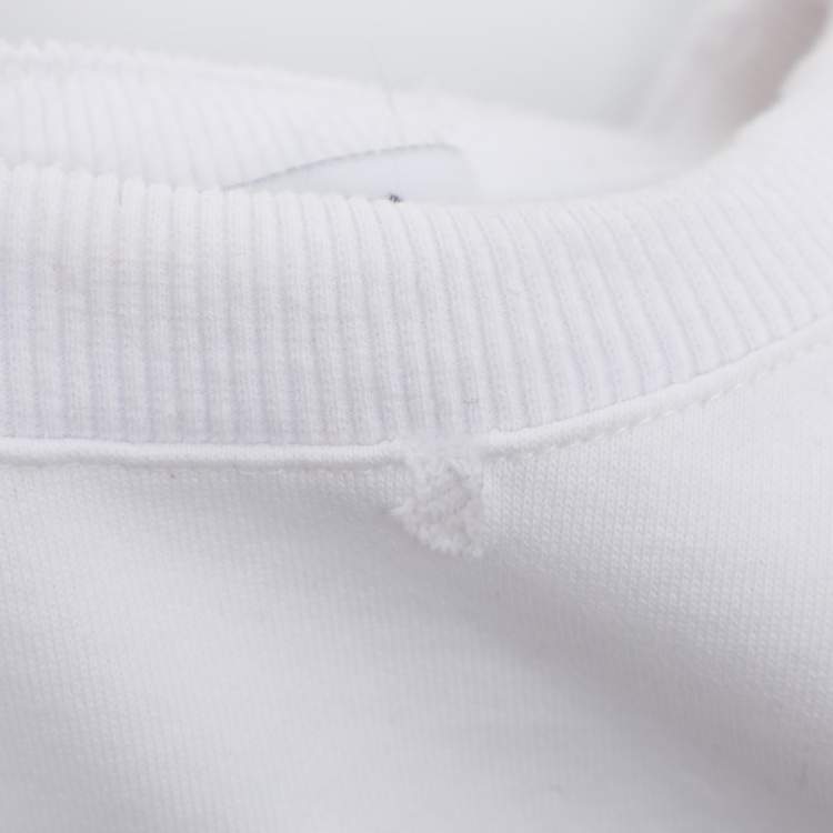 Pre Owned Givenchy White Jersey Distressed Logo Sweater XL